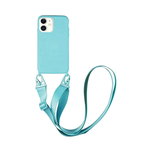 Coque Silicone avec Bandouli¨¨re Apple iPhone 11 Bleu Clair