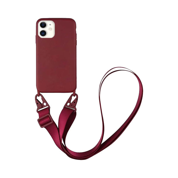 Coque Silicone avec Bandouli¨¨re Apple iPhone 11 Bordeaux