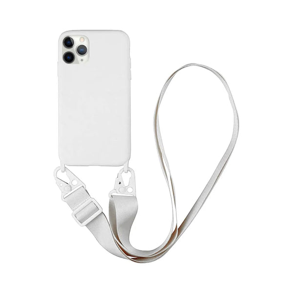 Coque Silicone avec Bandouli¨¨re Apple iPhone 11 Pro Blanc