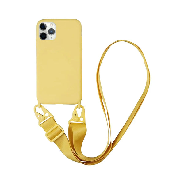 Coque Silicone avec Bandouli¨¨re Apple iPhone 11 Pro Jaune