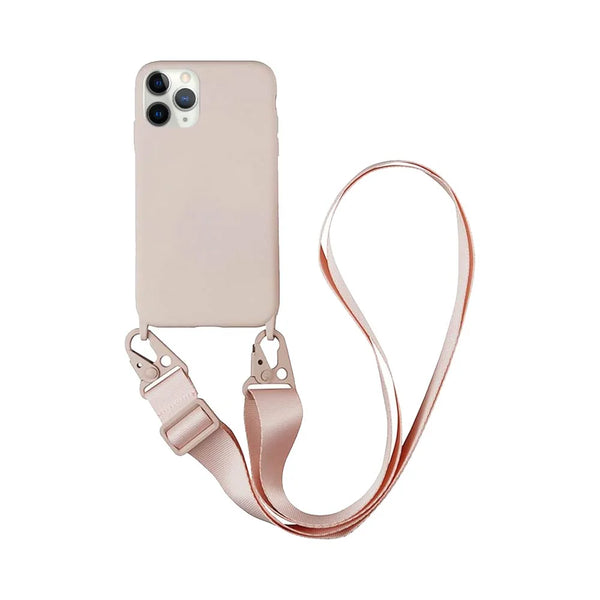 Coque Silicone avec Bandouli¨¨re Apple iPhone 11 Pro Rose Gold