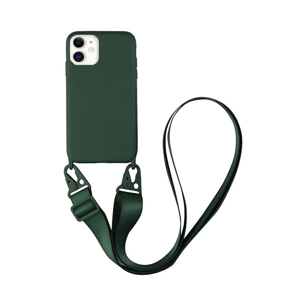 Coque Silicone avec Bandouli¨¨re Apple iPhone 11 Vert Fonc¨¦