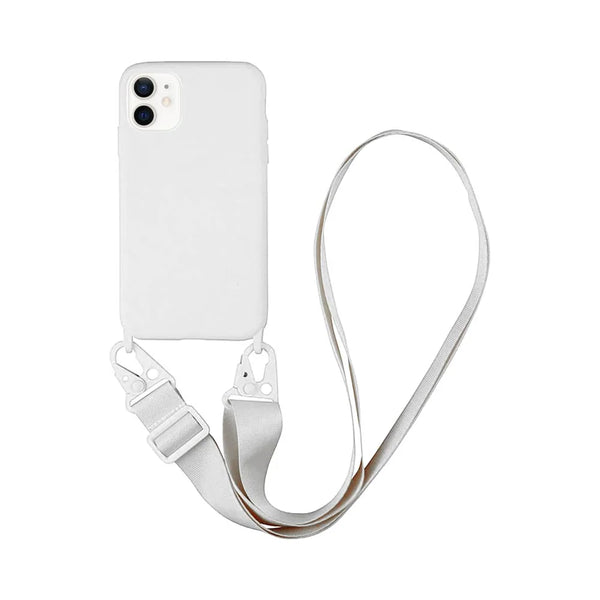 Coque Silicone avec Bandouli¨¨re Apple iPhone 12 Mini Blanc
