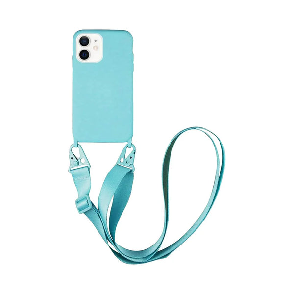 Coque Silicone avec Bandouli¨¨re Apple iPhone 12 Mini Bleu Clair