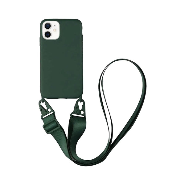 Coque Silicone avec Bandouli¨¨re Apple iPhone 12 Mini Vert Fonc¨¦