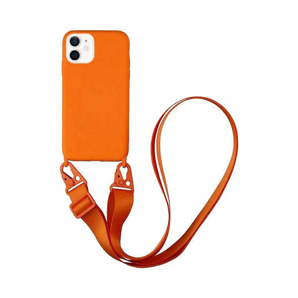 Coque Silicone avec Bandouli¨¨re Apple iPhone 12 Orange