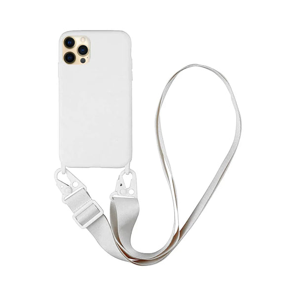 Coque Silicone avec Bandouli¨¨re Apple iPhone 12 Pro Blanc