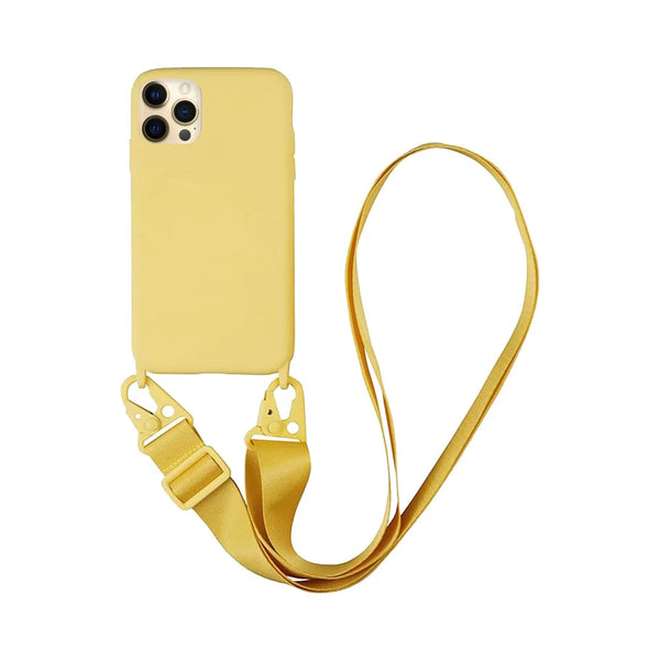 Coque Silicone avec Bandouli¨¨re Apple iPhone 12 Pro Jaune