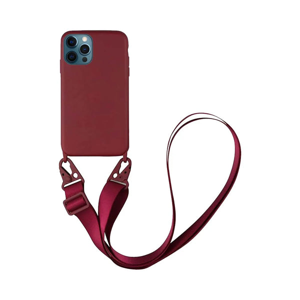 Coque Silicone avec Bandouli¨¨re Apple iPhone 12 Pro Max Bordeaux