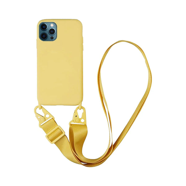 Coque Silicone avec Bandouli¨¨re Apple iPhone 12 Pro Max Jaune