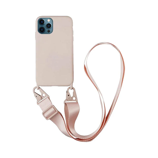 Coque Silicone avec Bandouli¨¨re Apple iPhone 12 Pro Max Rose Gold