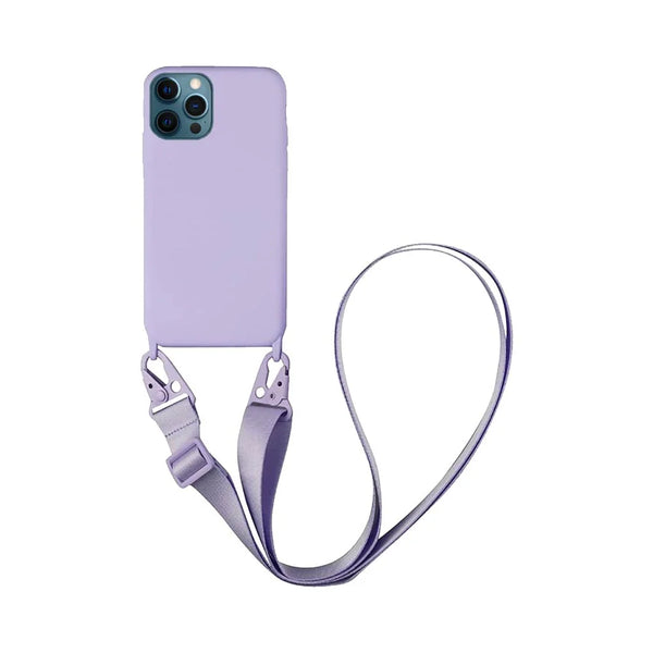 Coque Silicone avec Bandouli¨¨re Apple iPhone 12 Pro Max Violet Clair