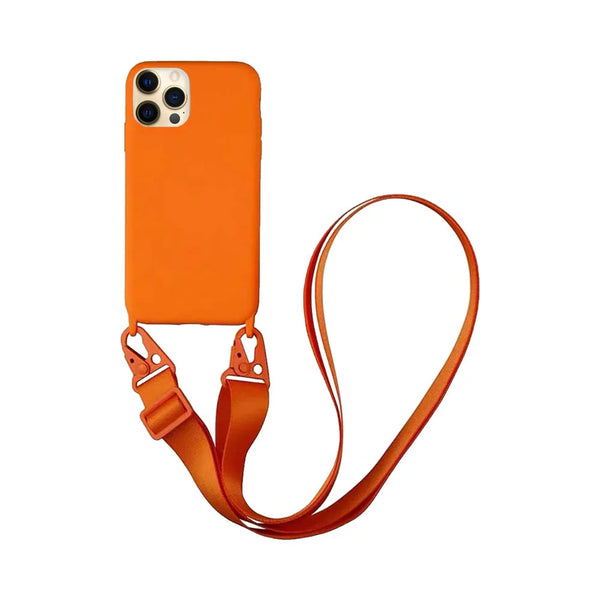 Coque Silicone avec Bandouli¨¨re Apple iPhone 12 Pro Orange