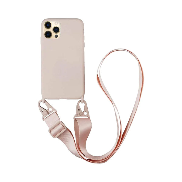 Coque Silicone avec Bandouli¨¨re Apple iPhone 12 Pro Rose Gold