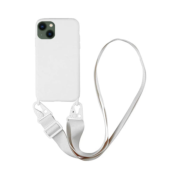Coque Silicone avec Bandouli¨¨re Apple iPhone 13 Mini Blanc