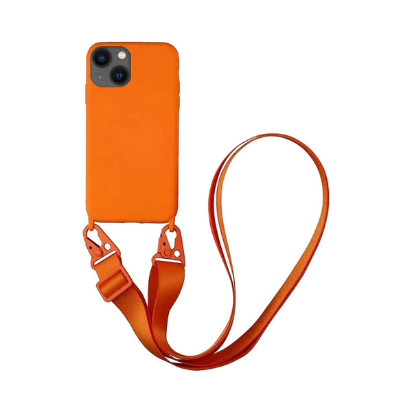 Coque Silicone avec Bandouli¨¨re Apple iPhone 14 Orange