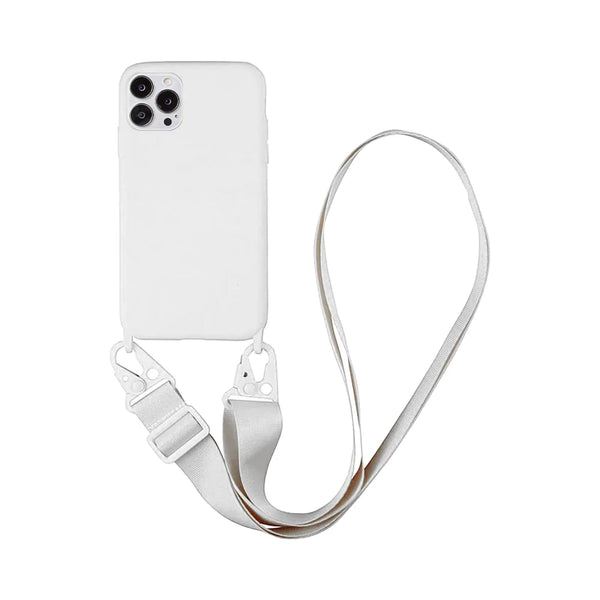 Coque Silicone avec Bandouli¨¨re Apple iPhone 14 Pro Max Blanc