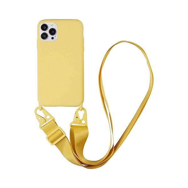 Coque Silicone avec Bandouli¨¨re Apple iPhone 14 Pro Max Jaune