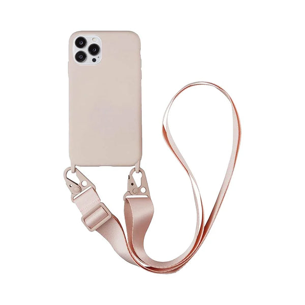 Coque Silicone avec Bandouli¨¨re Apple iPhone 14 Pro Rose Gold