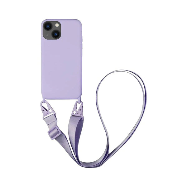Coque Silicone avec Bandouli¨¨re Apple iPhone 15 Violet Clair