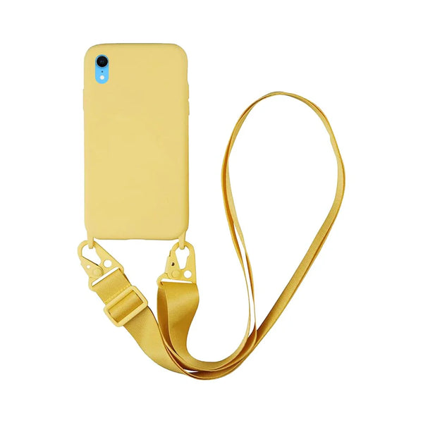 Coque Silicone avec Bandouli¨¨re Apple iPhone XR Jaune