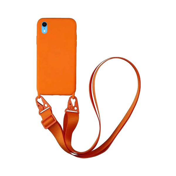 Coque Silicone avec Bandouli¨¨re Apple iPhone XR Orange