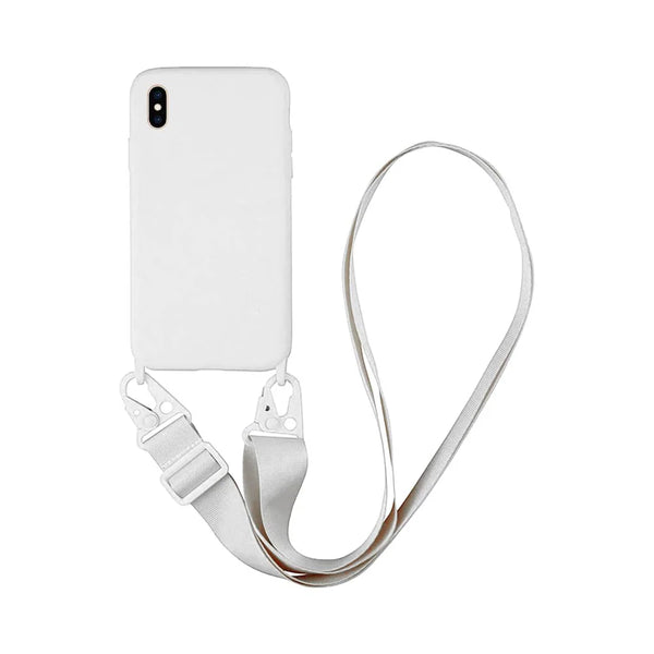 Coque Silicone avec Bandouli¨¨re Apple iPhone XS Max Blanc