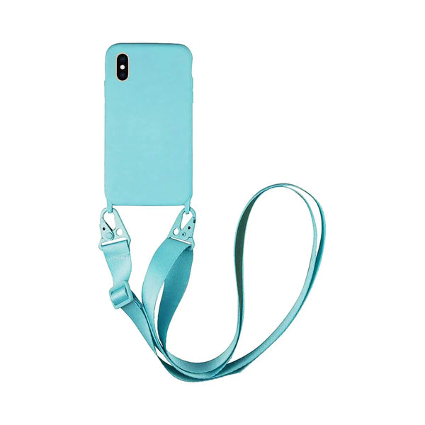 Coque Silicone avec Bandouli¨¨re Apple iPhone XS Max Bleu Clair