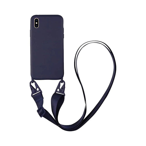 Coque Silicone avec Bandouli¨¨re Apple iPhone XS Max Bleu Marine