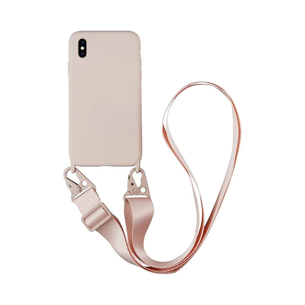 Coque Silicone avec Bandouli¨¨re Apple iPhone XS Max Rose Gold