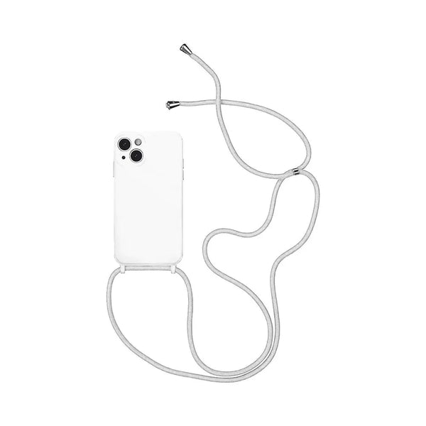 Coque Silicone avec Cordon Apple iPhone 15 Plus Blanc