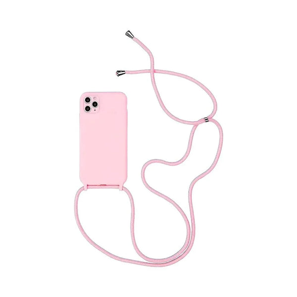 Coque Silicone avec Cordon Apple iPhone 15 Pro Rose