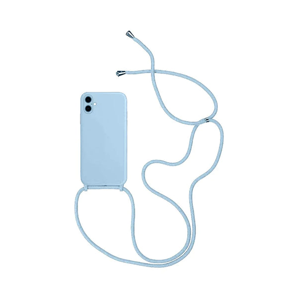 Coque Silicone avec Cordon Apple iPhone 16 Plus Bleu Clair