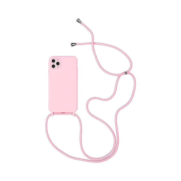 Coque Silicone avec Cordon Apple iPhone 16 Pro Rose