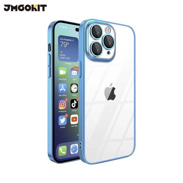 JMGOKIT Crystal Glass Protective Case for Apple iPhone 11 Pro Max Blue