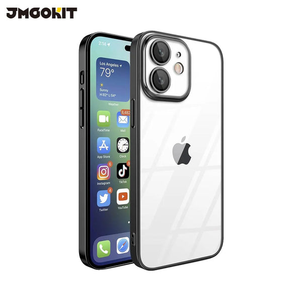 JMGOKIT Crystal Glass Protective Case for Apple iPhone 12 Black