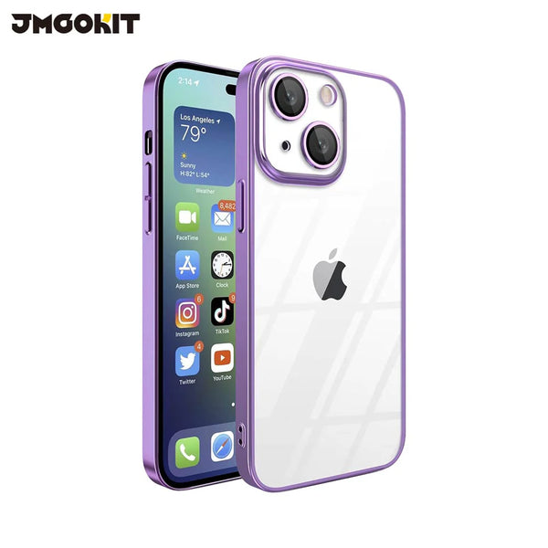 JMGOKIT Crystal Glass Protective Case for Apple iPhone 15 Purple