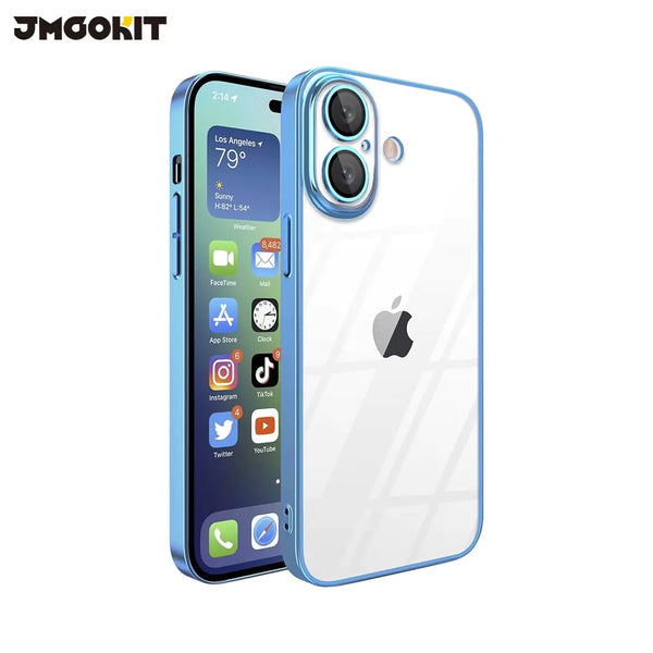Coque de Protection Crystal Glass JMGOKIT pour Apple iPhone 16 Plus Bleu