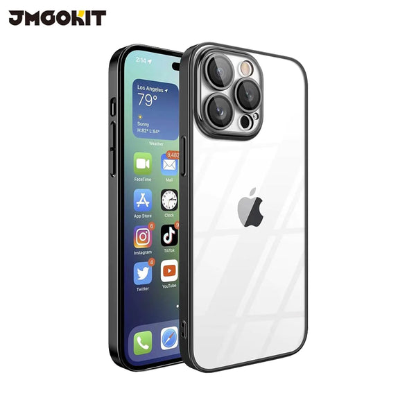 JMGOKIT Crystal Glass Protective Case for Apple iPhone 16 Pro Black