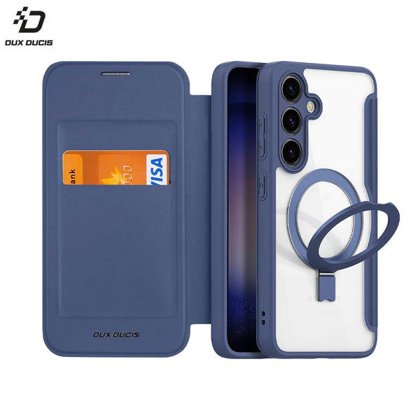 Dux Ducis Skin X Pro Schutzh¨¹lle f¨¹r Samsung Galaxy S24 Plus 5G S926 (mit magnetischem St_nder) Magsafe Blau