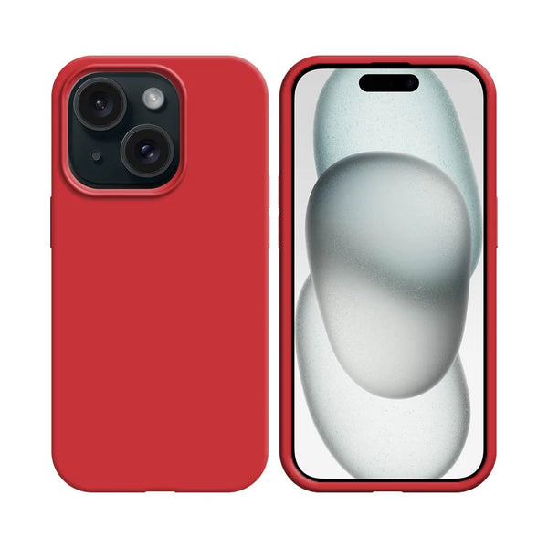Pack de 10 Coques Silicone Compatible pour Apple iPhone 15 Bulk Rouge