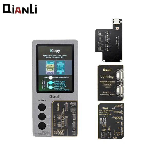 Programador QianLi iCopy Plus 2.2+ con 4 Tarjetas (Face ID Sin Soldadura iPhone X a 14 + Batería iPhone 6 a 14 + Pantalla iPhone 7 a 11 + Lightning)