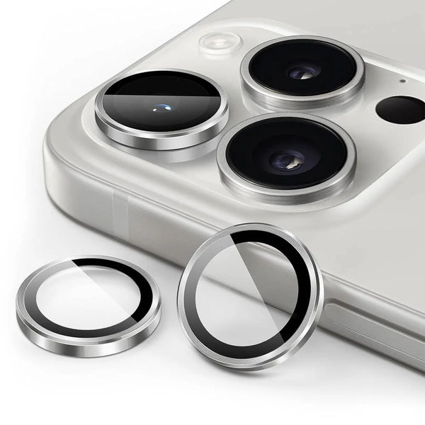 Protector de lente para Apple iPhone 16 Pro y 16 Pro Max en blanco titanio